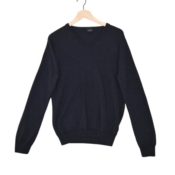 J.Crew Slim Fit Merino 100% Wool Sweater Charcoal Grey L Minimalist Preppy - Picture 1 of 7